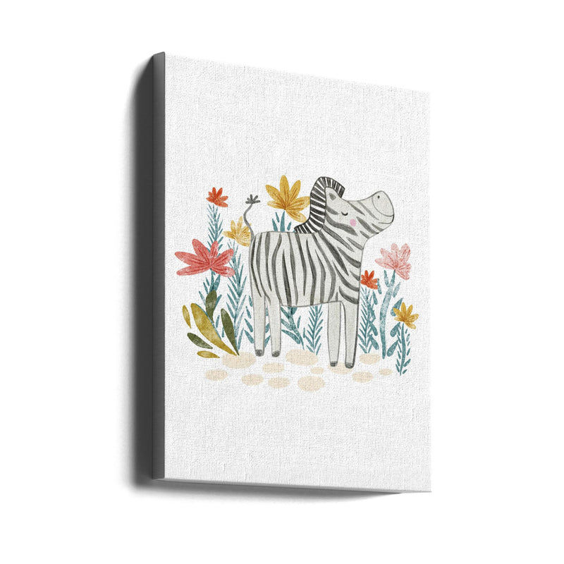 Zebra and florals - Stretched Canvas, Poster or Fine Art Print I Heart Wall Art