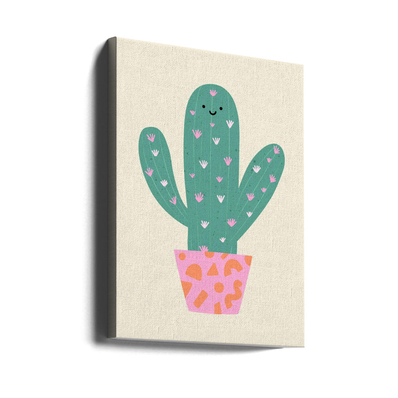 Happy Cactus - Stretched Canvas, Poster or Fine Art Print I Heart Wall Art