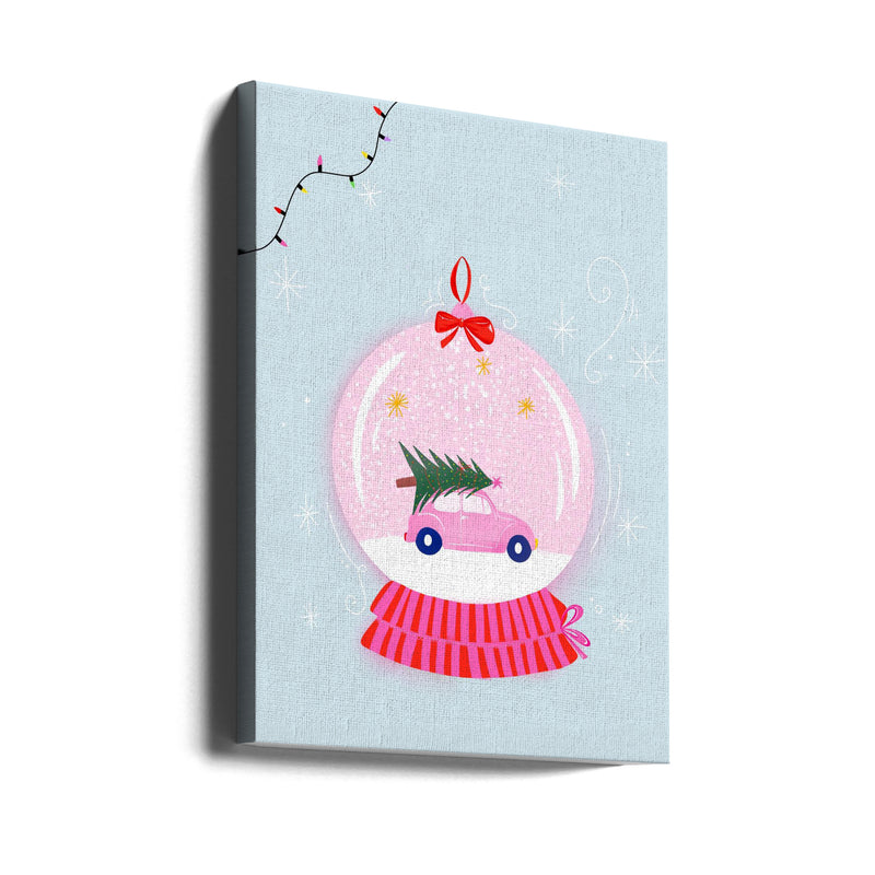 Snowglobe Pink - Stretched Canvas, Poster or Fine Art Print I Heart Wall Art