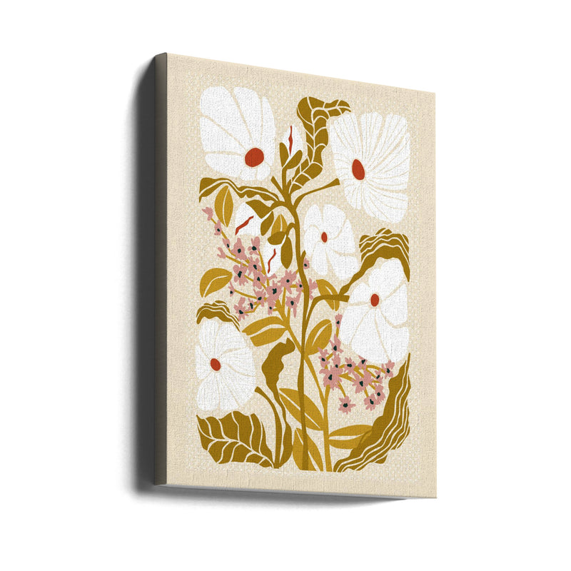 Klimt Flowers Earthy Colors - Stretched Canvas, Poster or Fine Art Print I Heart Wall Art