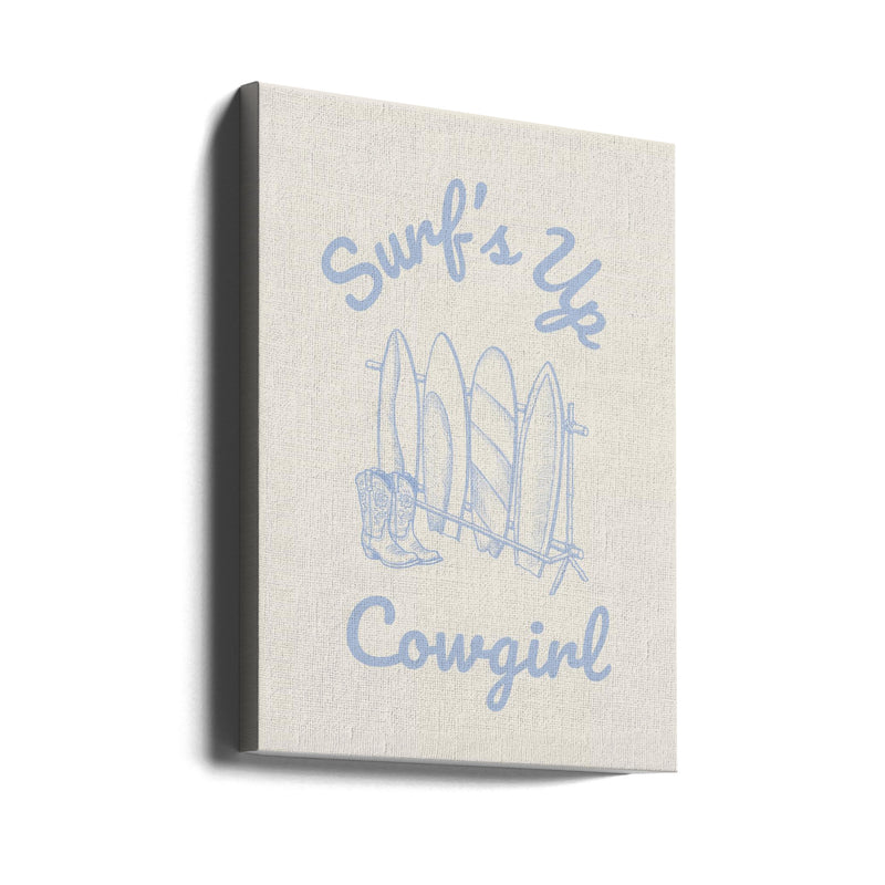 Surfs Up Cowgirl - Parchment - Stretched Canvas, Poster or Fine Art Print I Heart Wall Art