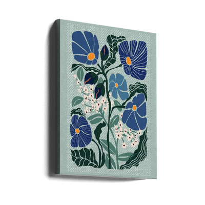 Klimt Flowers Light Blue - Stretched Canvas, Poster or Fine Art Print I Heart Wall Art