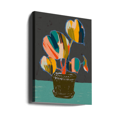 Colorful Plant Pot - Stretched Canvas, Poster or Fine Art Print I Heart Wall Art