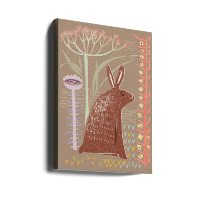 Block print brown bunny - Stretched Canvas, Poster or Fine Art Print I Heart Wall Art