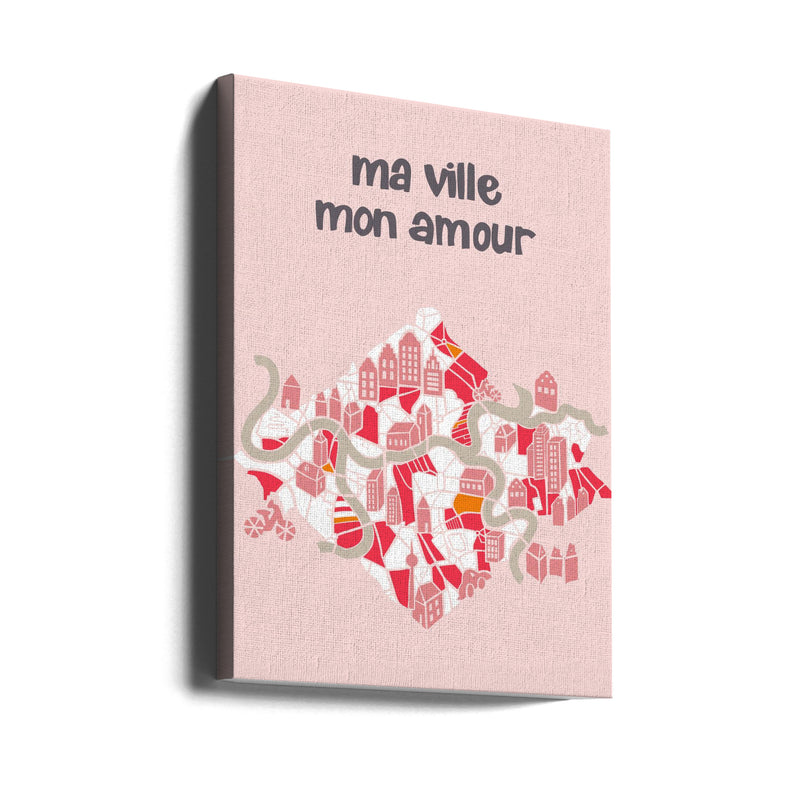 ma ville mon amour; City life collection pearl pink - Stretched Canvas, Poster or Fine Art Print I Heart Wall Art