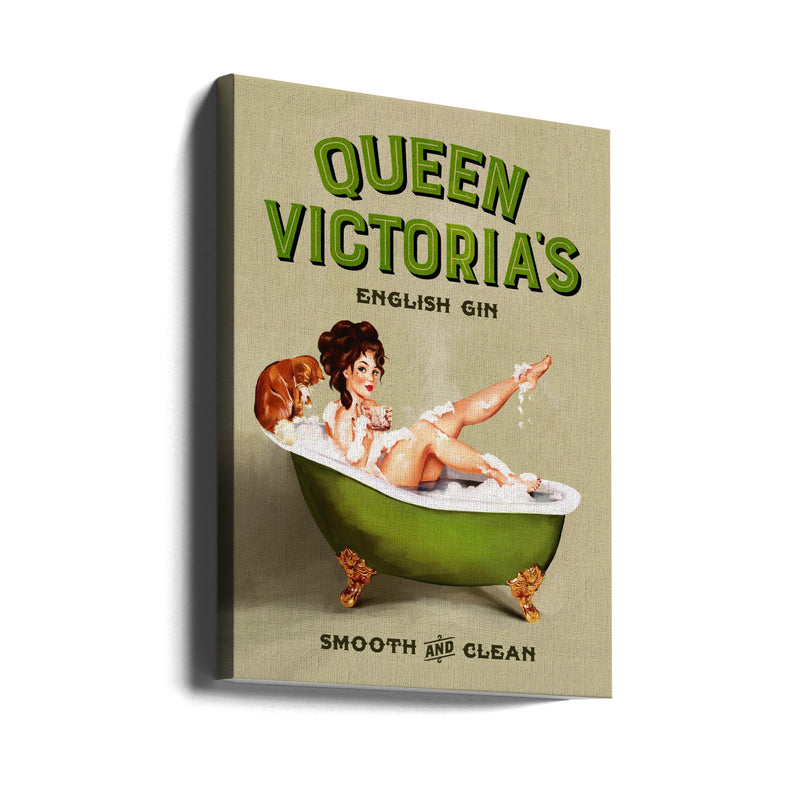 Queen Victoria English Gin Bath Pinup Girl - Stretched Canvas, Poster or Fine Art Print I Heart Wall Art