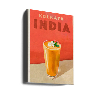 Travel Poster Cocktail Kolkata India - Stretched Canvas, Poster or Fine Art Print I Heart Wall Art