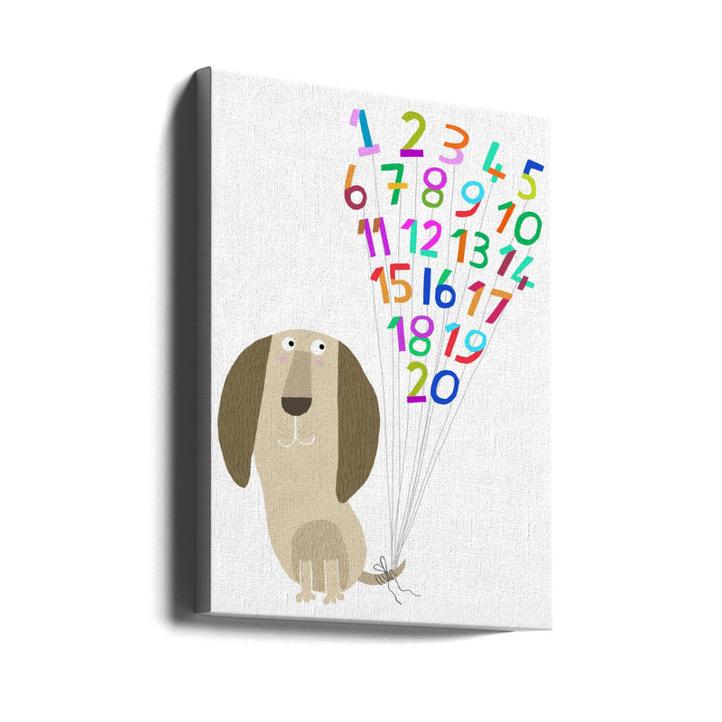 Dog with Numbers 1 to 20 by Artist Carla Daly - Stretched Canvas, Poster or Fine Art Print I Heart Wall Art