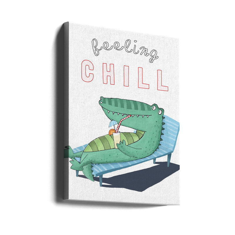 Feeling Chill! Funny Crocodile Lounging in the Sunshine by artist Carla Daly - Stretched Canvas, Poster or Fine Art Print I Heart Wall Art