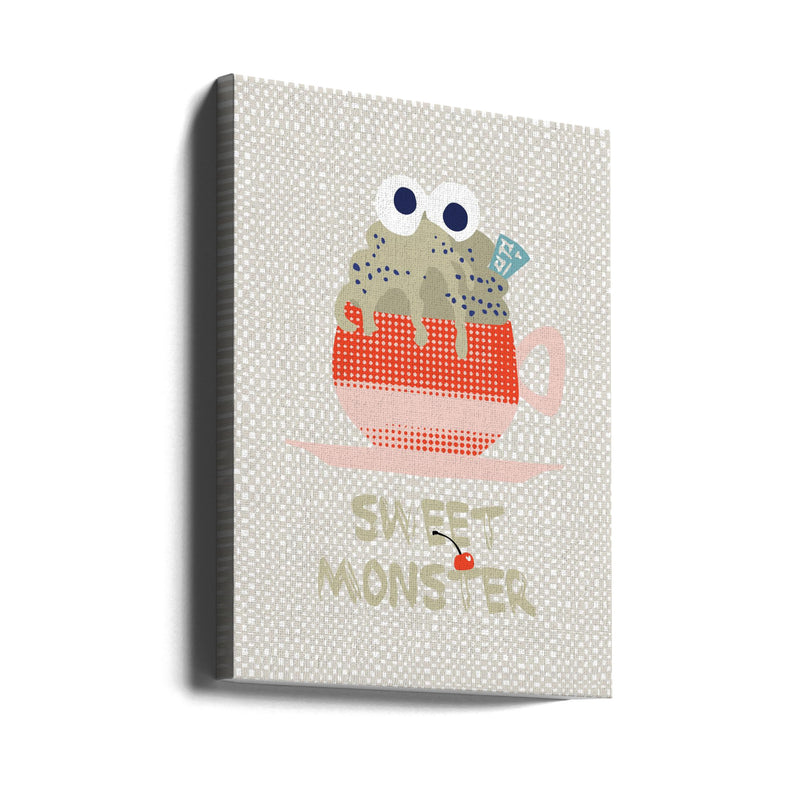 Sweet monster cupcake red - Stretched Canvas, Poster or Fine Art Print I Heart Wall Art