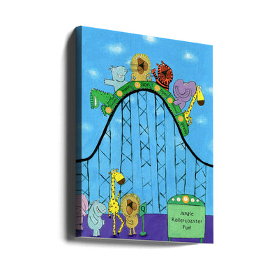 Jungle Animals Whizzing Down the Rollercoaster by Carla Daly - Stretched Canvas, Poster or Fine Art Print I Heart Wall Art