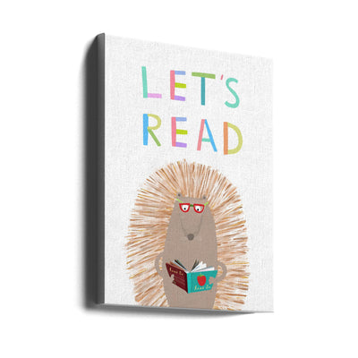 Let&#039;s Read with Cute Hedgehog by Illustrator Carla Daly - Stretched Canvas, Poster or Fine Art Print I Heart Wall Art