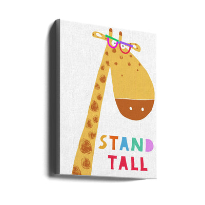 Stand Tall! Cute Giraffe with Colorful Glasses by Artist Carla Daly - Stretched Canvas, Poster or Fine Art Print I Heart Wall Art