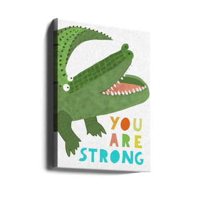 You Are Strong! Funny Alligator with Tail by Artist Carla Daly - Stretched Canvas, Poster or Fine Art Print I Heart Wall Art