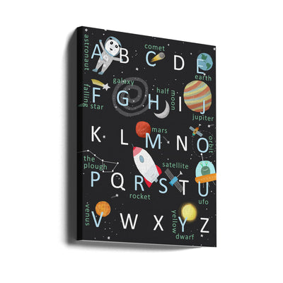 Illustrated Space Alphabet by Artist Carla Daly - Stretched Canvas, Poster or Fine Art Print I Heart Wall Art