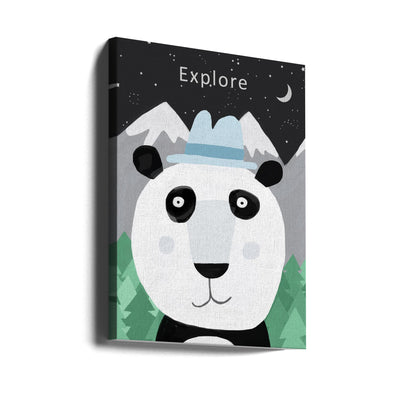 Explore the World with Cute Panda by Artist Carla Daly - Stretched Canvas, Poster or Fine Art Print I Heart Wall Art