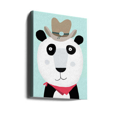 Funny Panda with Cowboy Hat by Artist Carla Daly - Stretched Canvas, Poster or Fine Art Print I Heart Wall Art