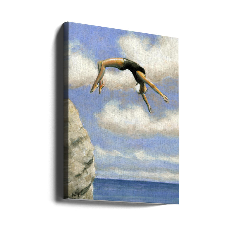 Diver and Rock - Stretched Canvas, Poster or Fine Art Print I Heart Wall Art