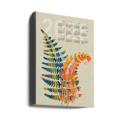 Calendar 2025 colorful fern leaves - Stretched Canvas, Poster or Fine Art Print I Heart Wall Art