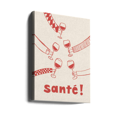 Santé! Wine Party with Friends - Stretched Canvas, Poster or Fine Art Print I Heart Wall Art