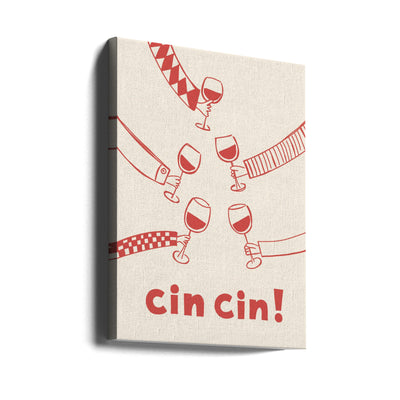 Cin cin! Wine Party with Friends - Stretched Canvas, Poster or Fine Art Print I Heart Wall Art