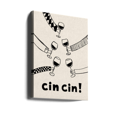 Cin cin! Wine Party with Friends - Stretched Canvas, Poster or Fine Art Print I Heart Wall Art