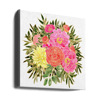 Colorful Nanette floral bouquet - Square Stretched Canvas, Poster or Fine Art Print I Heart Wall Art