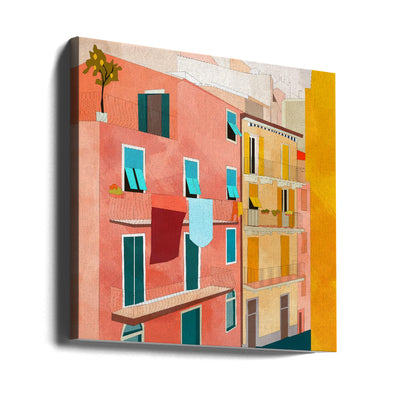 Little Italy Houses - Square Stretched Canvas, Poster or Fine Art Print I Heart Wall Art