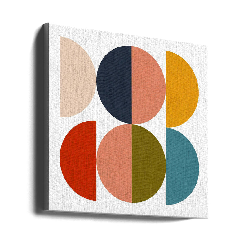 Mid Century Geometric Color Play 1 - Square Stretched Canvas, Poster or Fine Art Print I Heart Wall Art