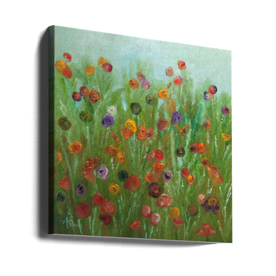 Wild Flowers Abstract - Square Stretched Canvas, Poster or Fine Art Print I Heart Wall Art