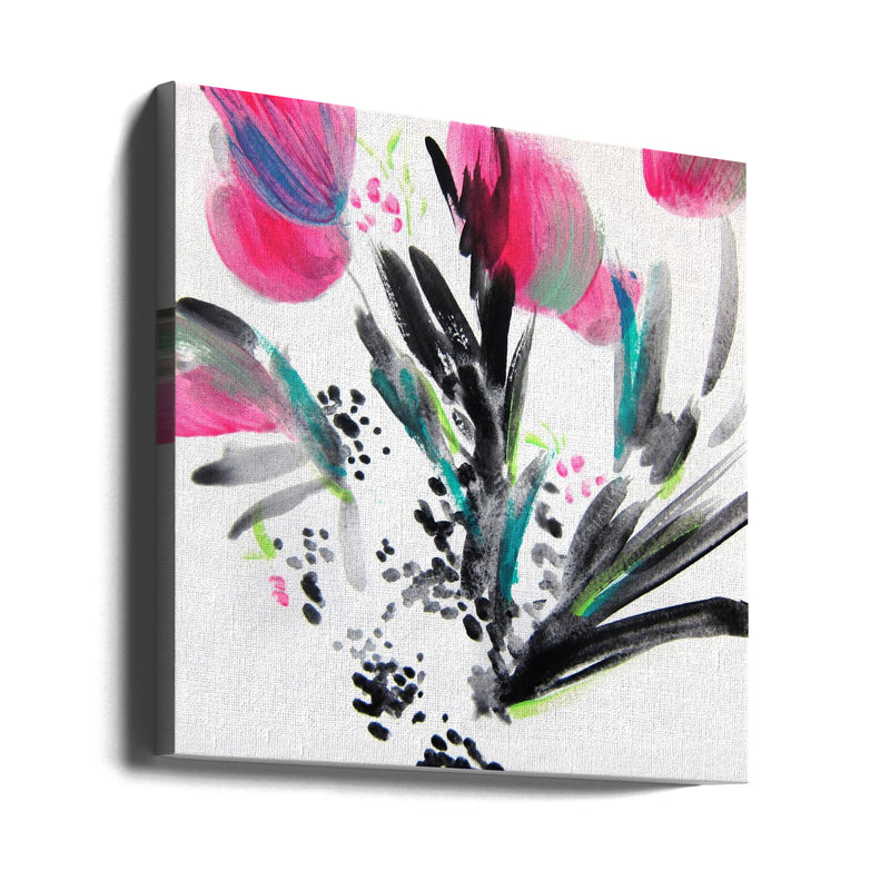 Joy Floral I - Square Stretched Canvas, Poster or Fine Art Print I Heart Wall Art