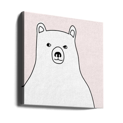 Bear In a Pink Square - Square Stretched Canvas, Poster or Fine Art Print I Heart Wall Art