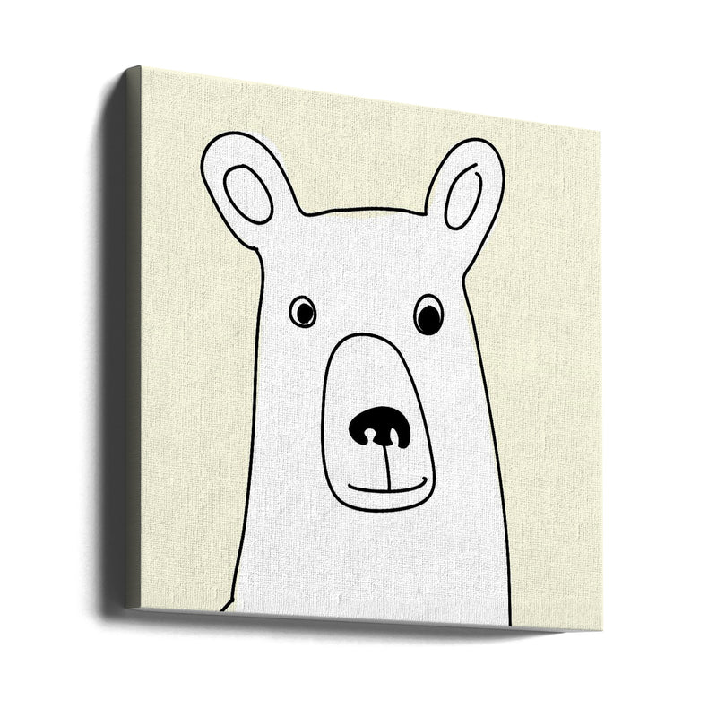 Bear In a Yellow Square - Square Stretched Canvas, Poster or Fine Art Print I Heart Wall Art