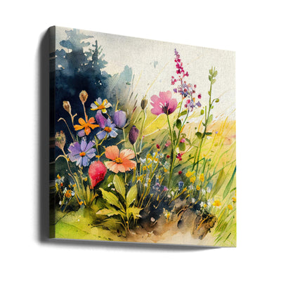 Idyllic Meadow (4) - Square Stretched Canvas, Poster or Fine Art Print I Heart Wall Art