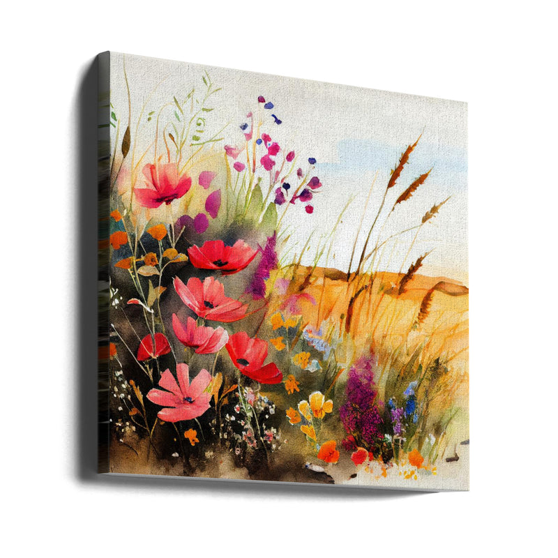 Idyllic Meadow (5) - Square Stretched Canvas, Poster or Fine Art Print I Heart Wall Art