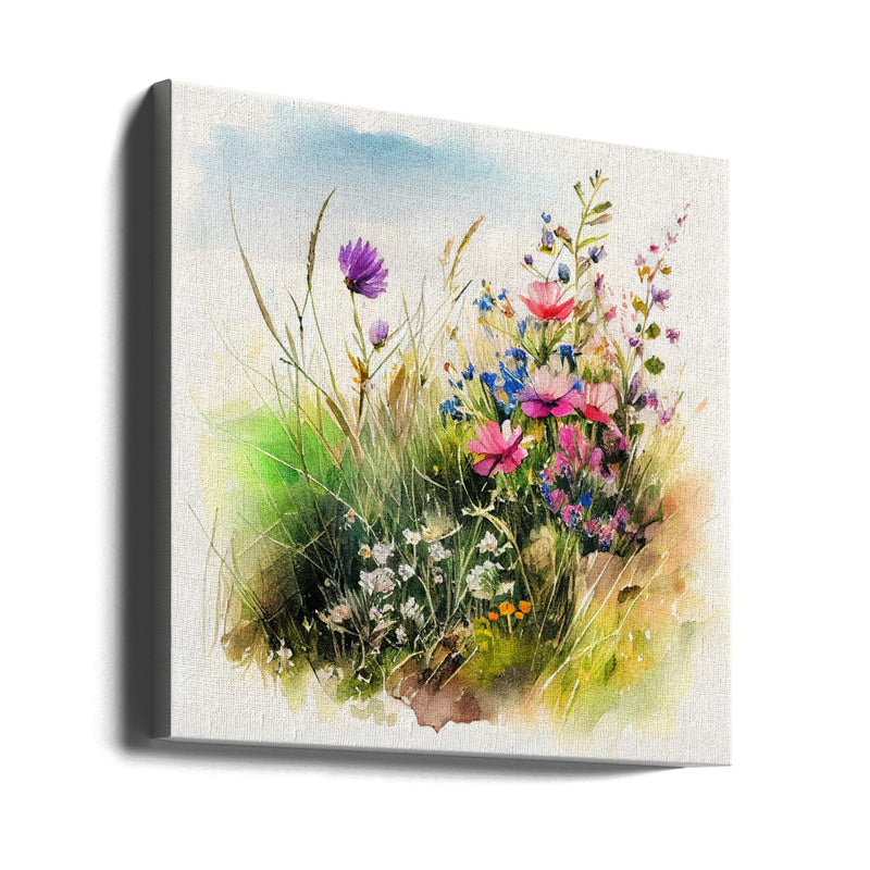 Meadow Nature Art (2) - Square Stretched Canvas, Poster or Fine Art Print I Heart Wall Art