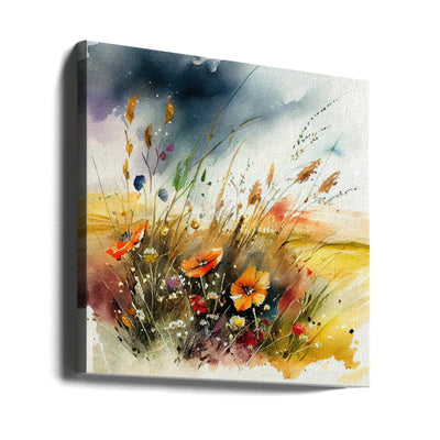 Meadow Nature Art (7) - Square Stretched Canvas, Poster or Fine Art Print I Heart Wall Art