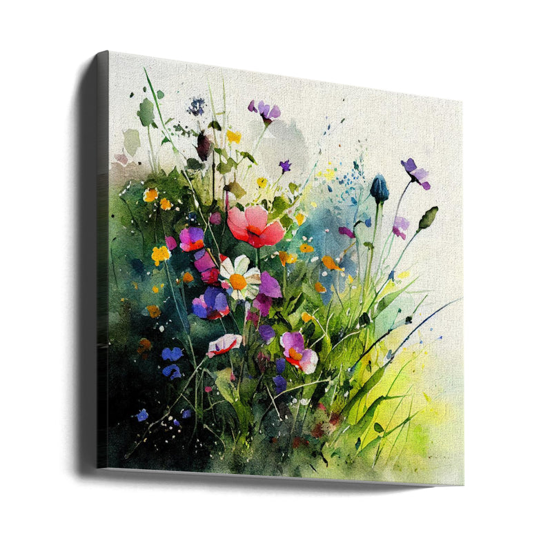 Meadow Nature Art (9) - Square Stretched Canvas, Poster or Fine Art Print I Heart Wall Art