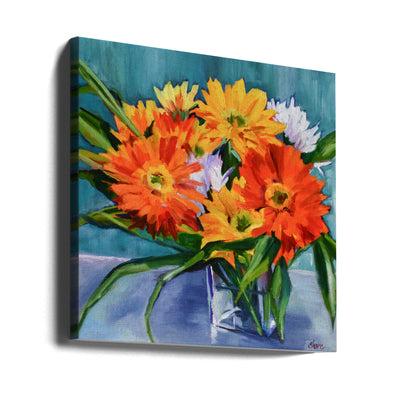 Flowers In Vase - Square Stretched Canvas, Poster or Fine Art Print I Heart Wall Art