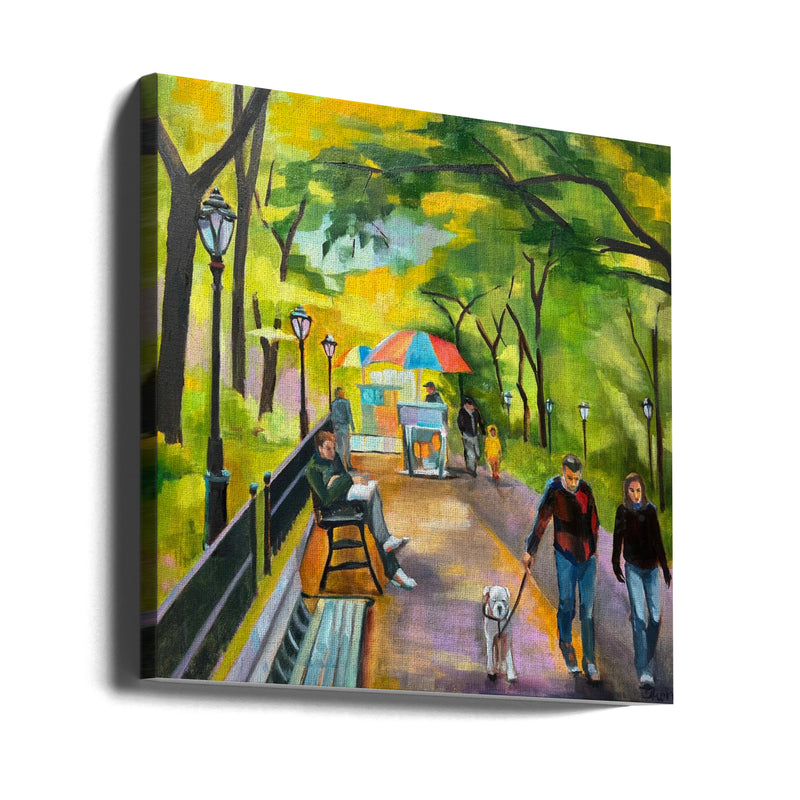 Central Park Stroll - Square Stretched Canvas, Poster or Fine Art Print I Heart Wall Art