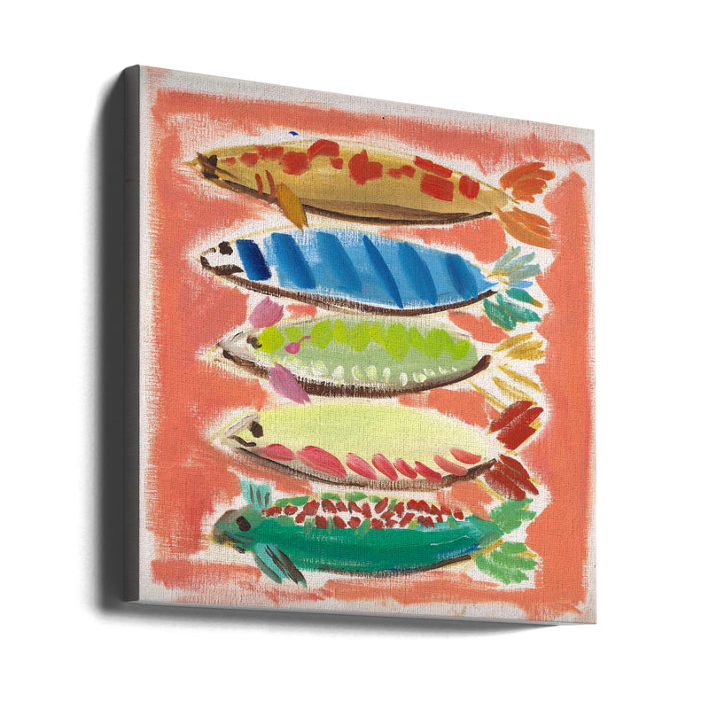 Five Fish - Square Stretched Canvas, Poster or Fine Art Print I Heart Wall Art