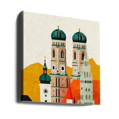 Munich, Liebfrauenkirche - Square Stretched Canvas, Poster or Fine Art Print I Heart Wall Art