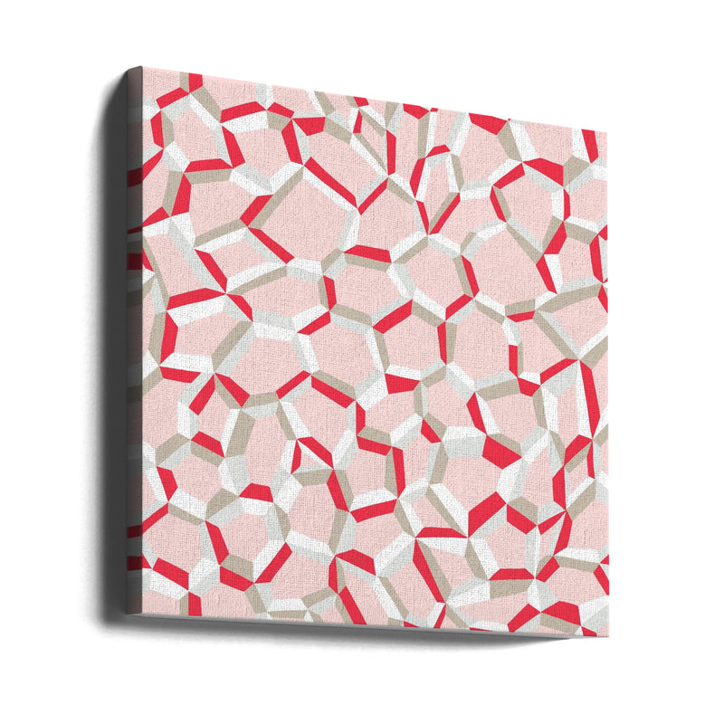 City life connections pearl pink pattern - Square Stretched Canvas, Poster or Fine Art Print I Heart Wall Art