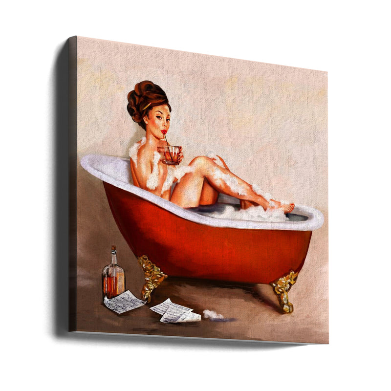 Whiskey Bath - Square Stretched Canvas, Poster or Fine Art Print I Heart Wall Art