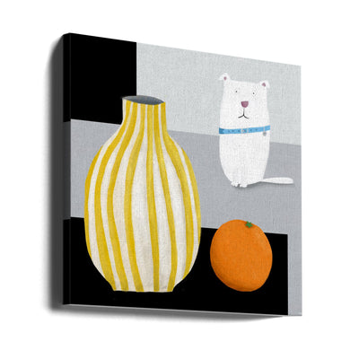 Dal 324a Dog Orange 30x37 - Square Stretched Canvas, Poster or Fine Art Print I Heart Wall Art