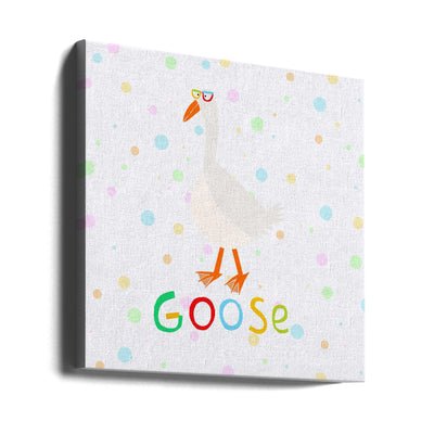 Happy Goose Wearing Colorful Glasses by Artist Carla Daly - Square Stretched Canvas, Poster or Fine Art Print I Heart Wall Art