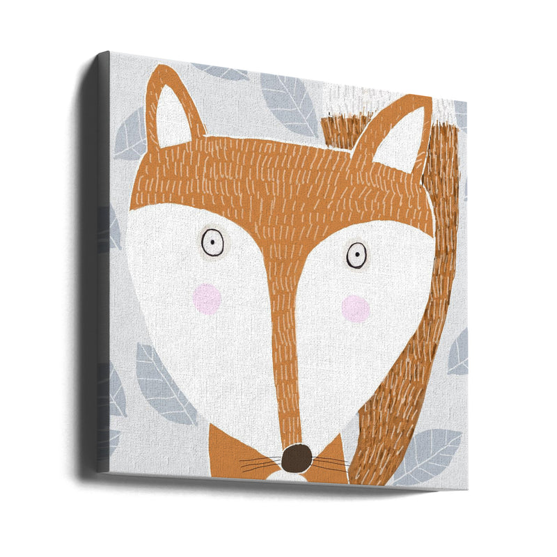 X Fox Final - Square Stretched Canvas, Poster or Fine Art Print I Heart Wall Art