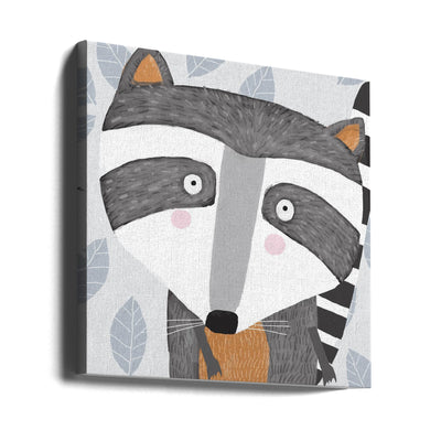 X Racoon Face2 - Square Stretched Canvas, Poster or Fine Art Print I Heart Wall Art