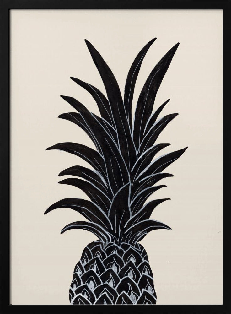 Black Pineapple - Stretched Canvas, Poster or Fine Art Print I Heart Wall Art