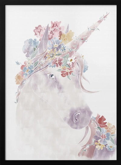 Unicorn Floral - Stretched Canvas, Poster or Fine Art Print I Heart Wall Art